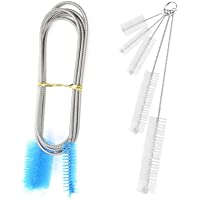 KAILEE Cepillo de Limpieza para Acuarios con Manguera Doble Punta 155cm + 5pcs Cepillo de Tubo Pequeños para Peceras…